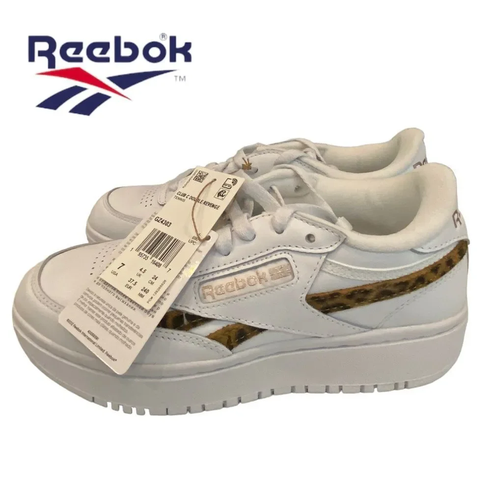 NEW Reebok Club C Double Revenge Geo Brown White Womens Tennis Shoes Sneakers 7